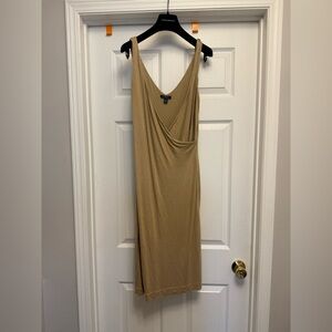 Polo by Ralph Lauren Tan Sheath Midi Dress V-Neck Sleeveless